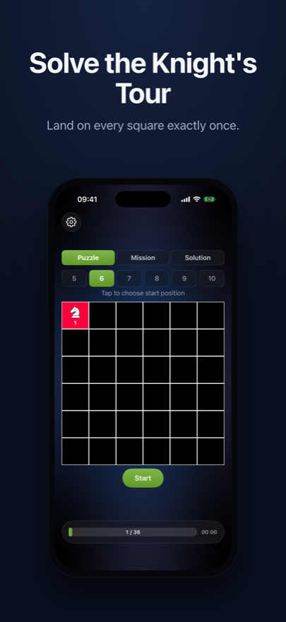 Knight Grid — puzzle mode